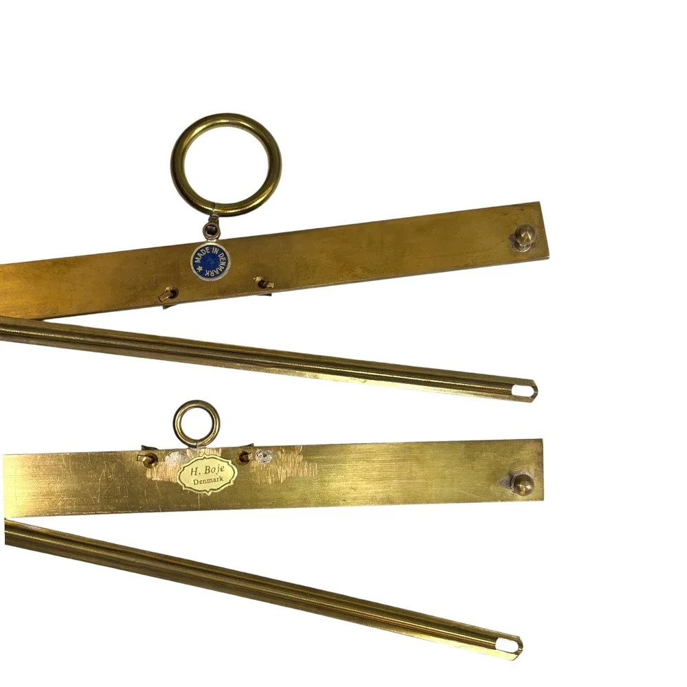 VTG H. Boje Denmark Bronze Tapestry Hanger Set MCM Leaf Design Danish Rare